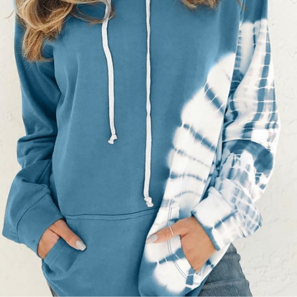 Blue Tie Dye Oversized Hoodie - Picture 1 of 8